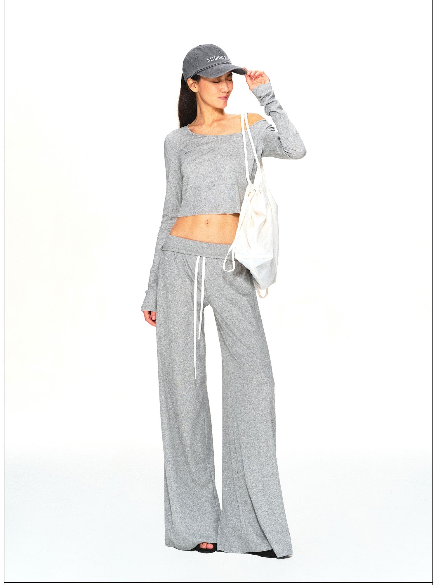kvkv Gray Breathable Slanted Shoulder Wide Hem Women&