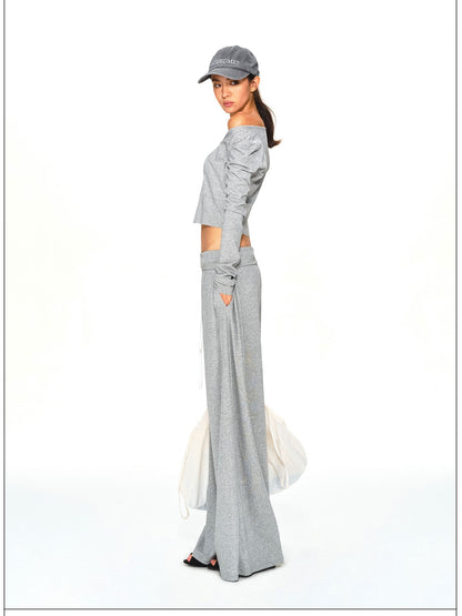 kvkv Gray Breathable Slanted Shoulder Wide Hem Women&