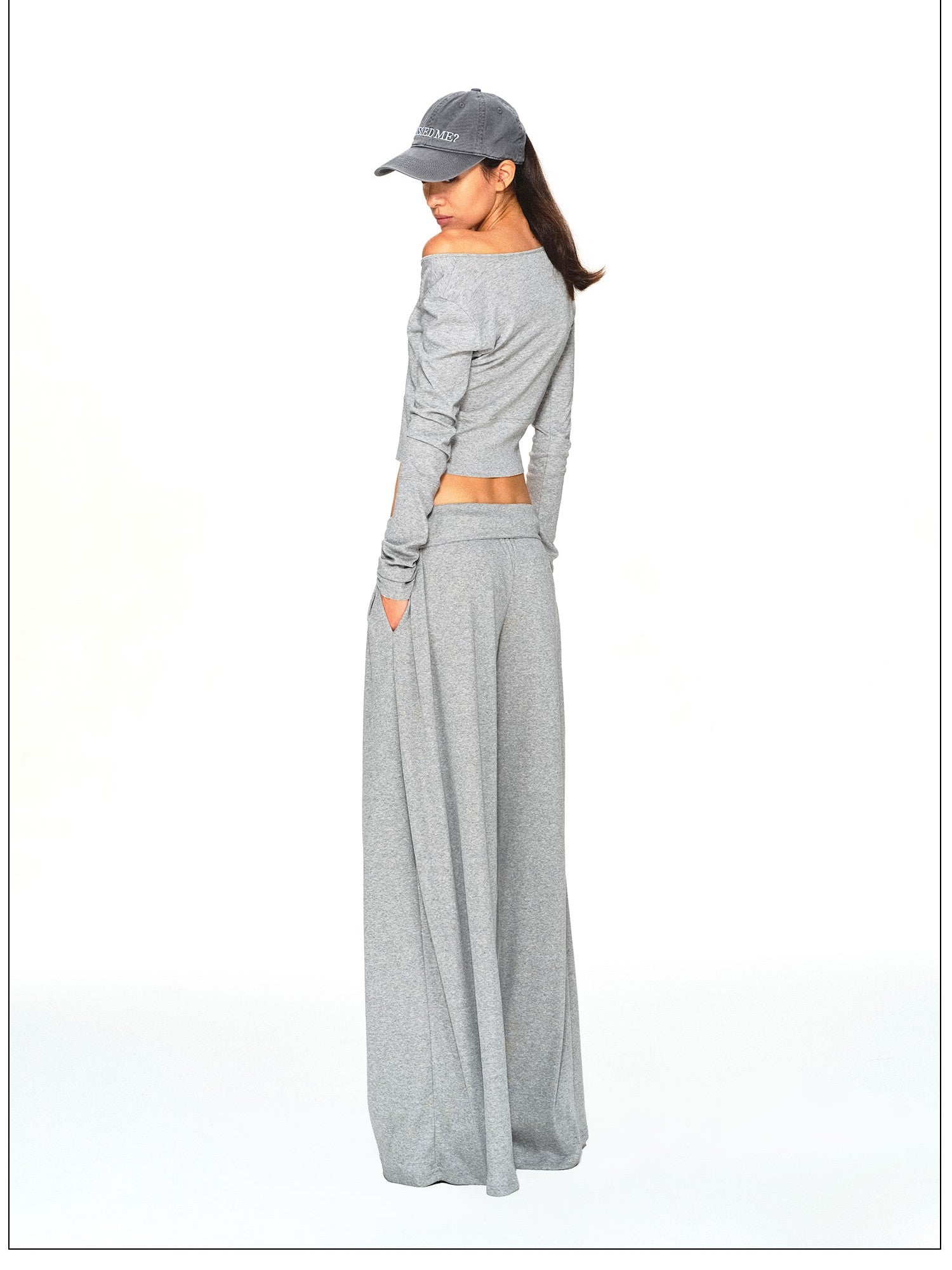 kvkv Gray Breathable Slanted Shoulder Wide Hem Women&
