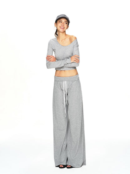 kvkv Gray Breathable Slanted Shoulder Wide Hem Women&