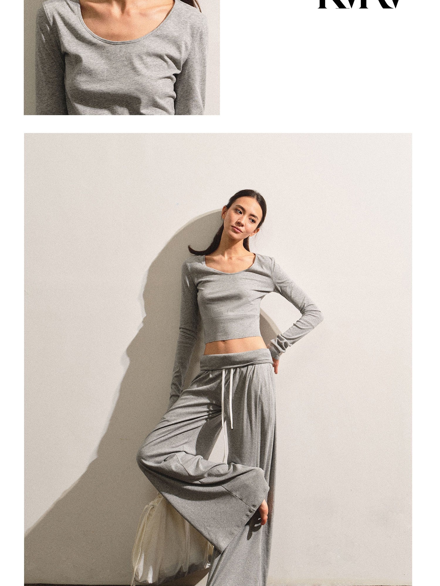 kvkv Gray Breathable Slanted Shoulder Wide Hem Women&