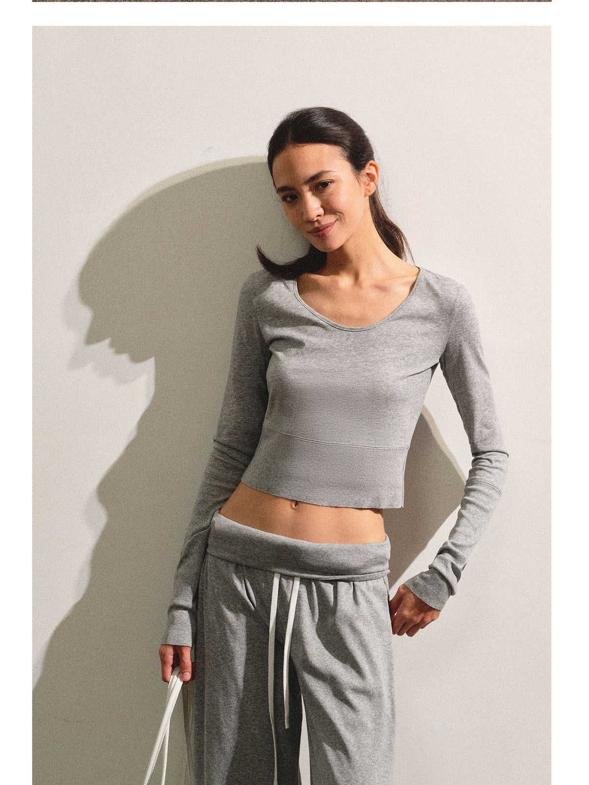 kvkv Gray Breathable Slanted Shoulder Wide Hem Women&
