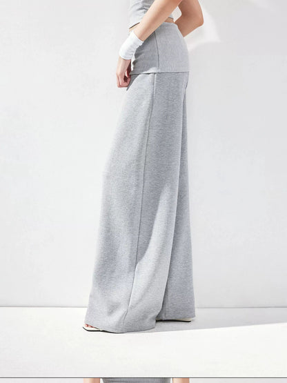 kvkv Gray Fold Waist Flared Yoga Pants