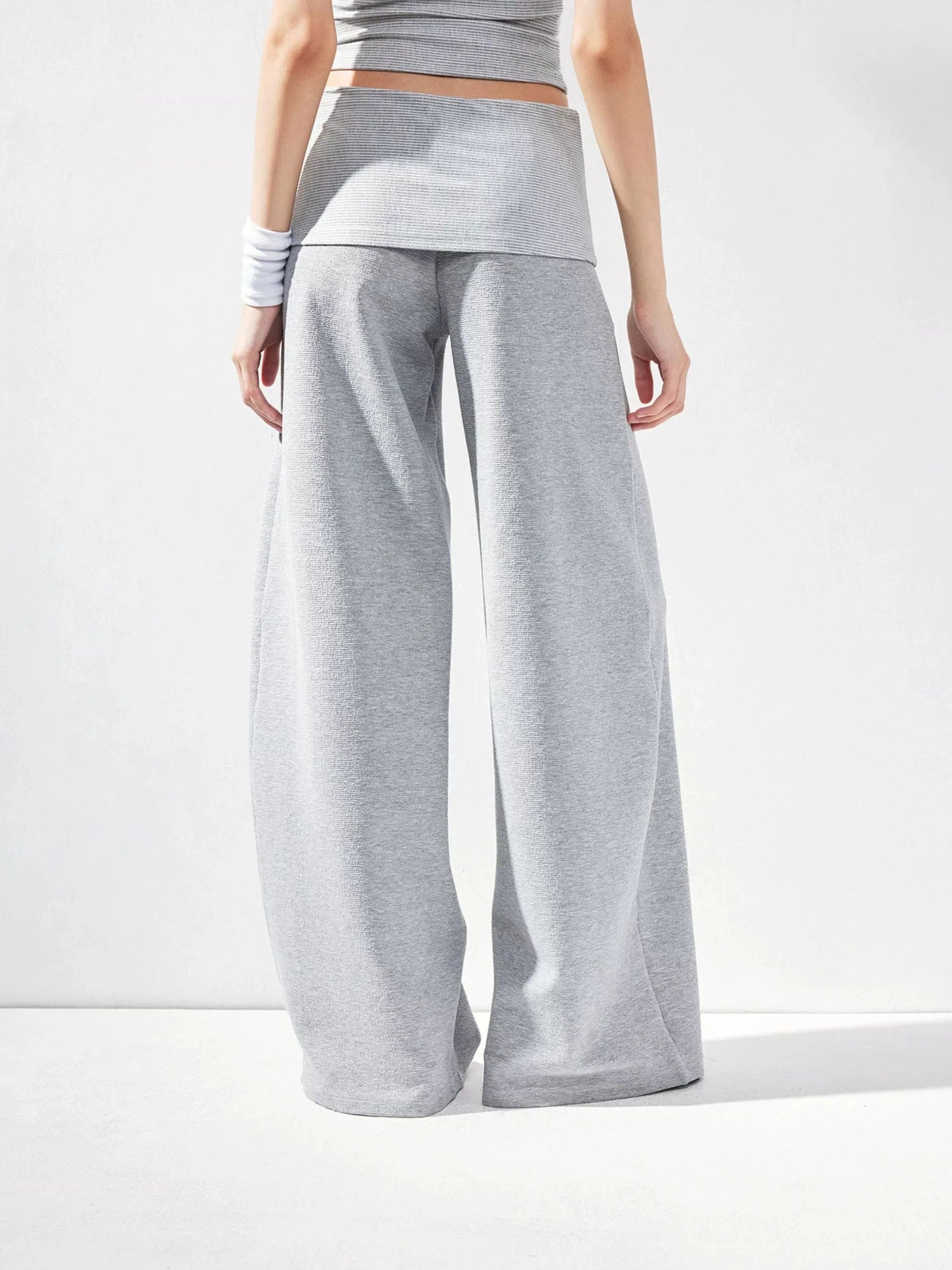 kvkv Gray Fold Waist Flared Yoga Pants