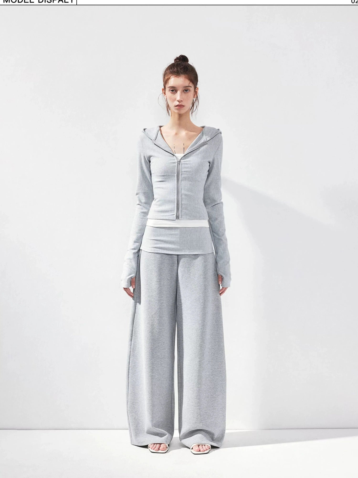 kvkv Gray Fold Waist Flared Yoga Pants