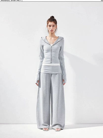 kvkv Gray Fold Waist Flared Yoga Pants