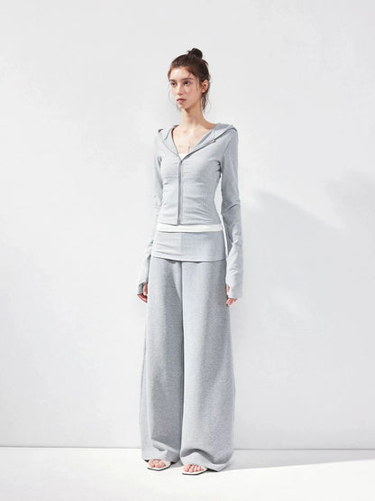 kvkv Gray Fold Waist Flared Yoga Pants