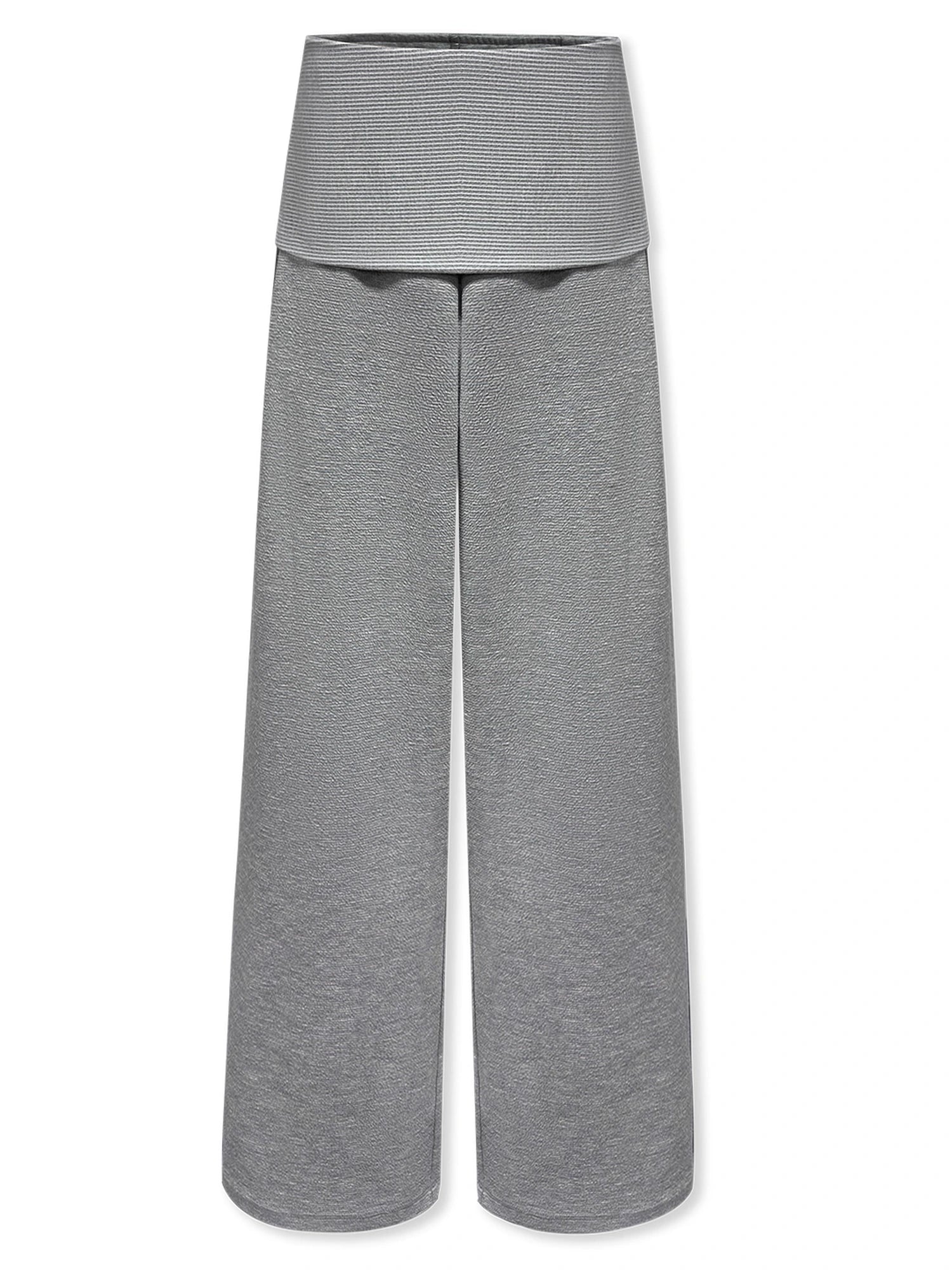 kvkv_Gray_Fold_Waist_Flared_Yoga_Pants_MISSTT