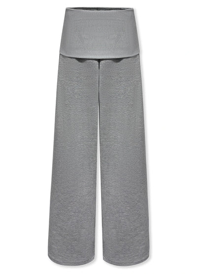kvkv_Gray_Fold_Waist_Flared_Yoga_Pants_MISSTT
