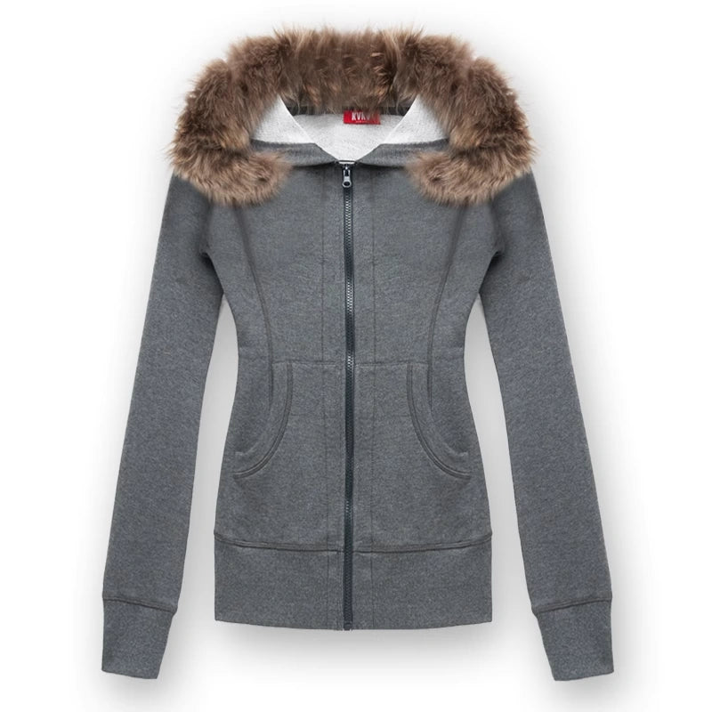 kvkv_Gray_Hooded_Zip_Up_Sweatshirt_With_Fur_Trim_MISSTT