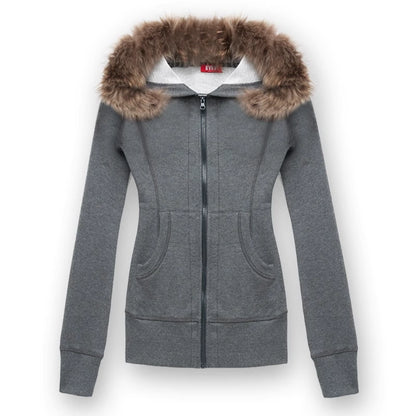 kvkv_Gray_Hooded_Zip_Up_Sweatshirt_With_Fur_Trim_MISSTT