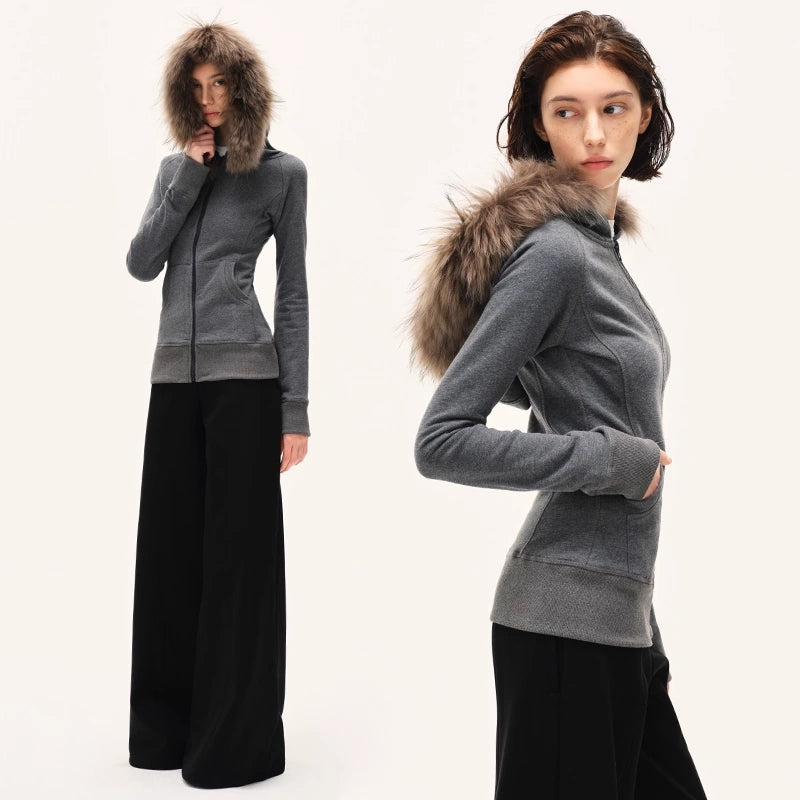 kvkv_Gray_Hooded_Zip_Up_Sweatshirt_With_Fur_Trim_MISSTT