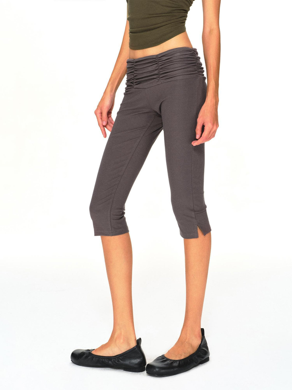 kvkv Gray Stacked Pleated Wide Waist Slim Fit Women&