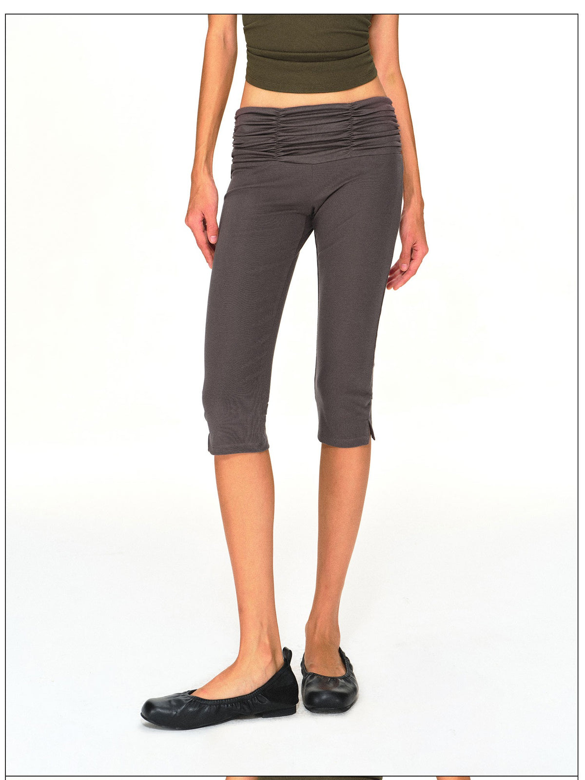 kvkv Gray Stacked Pleated Wide Waist Slim Fit Women&