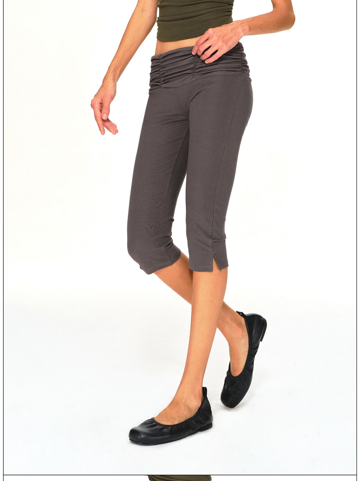 kvkv Gray Stacked Pleated Wide Waist Slim Fit Women&