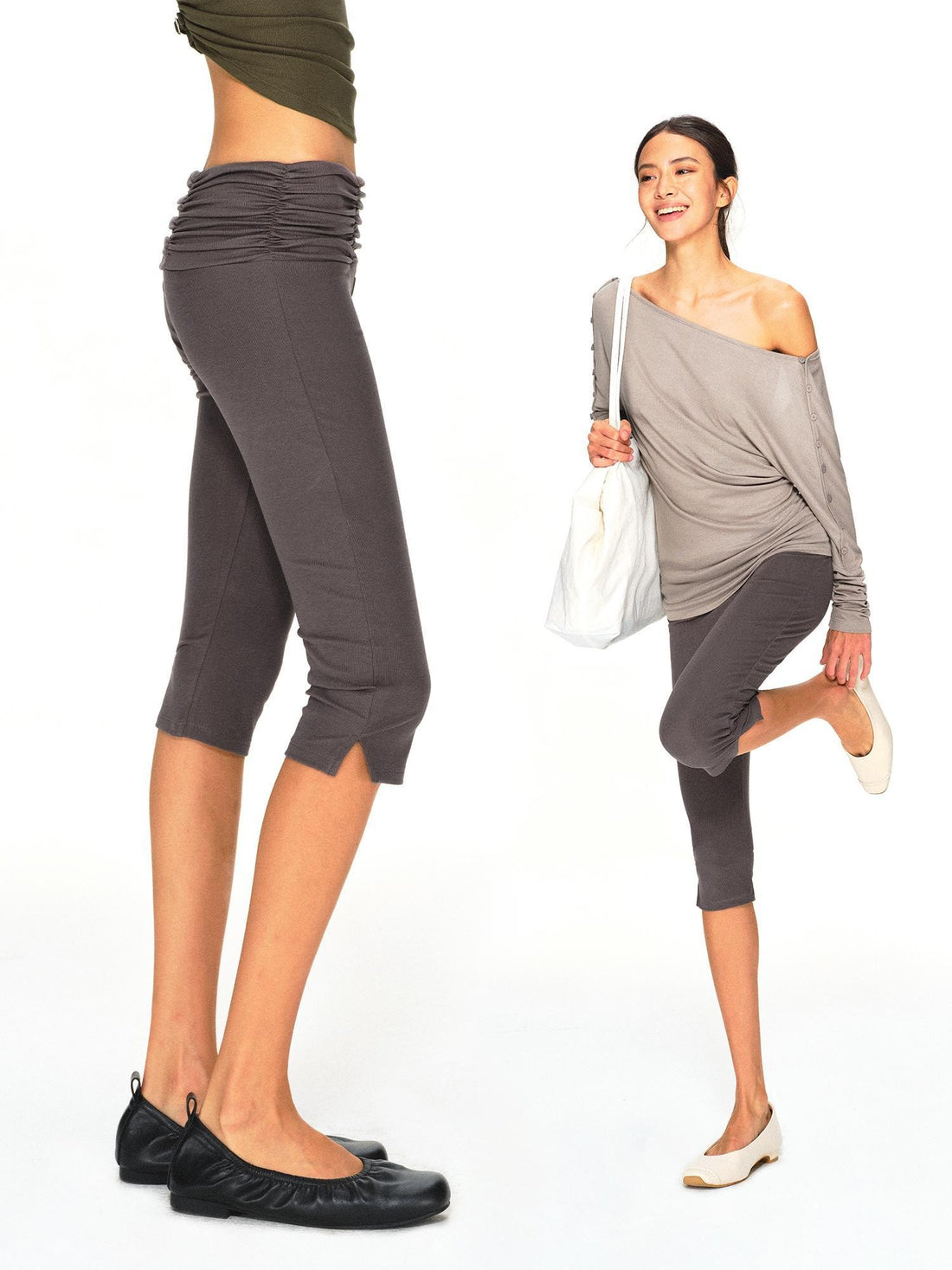 kvkv Gray Stacked Pleated Wide Waist Slim Fit Women&