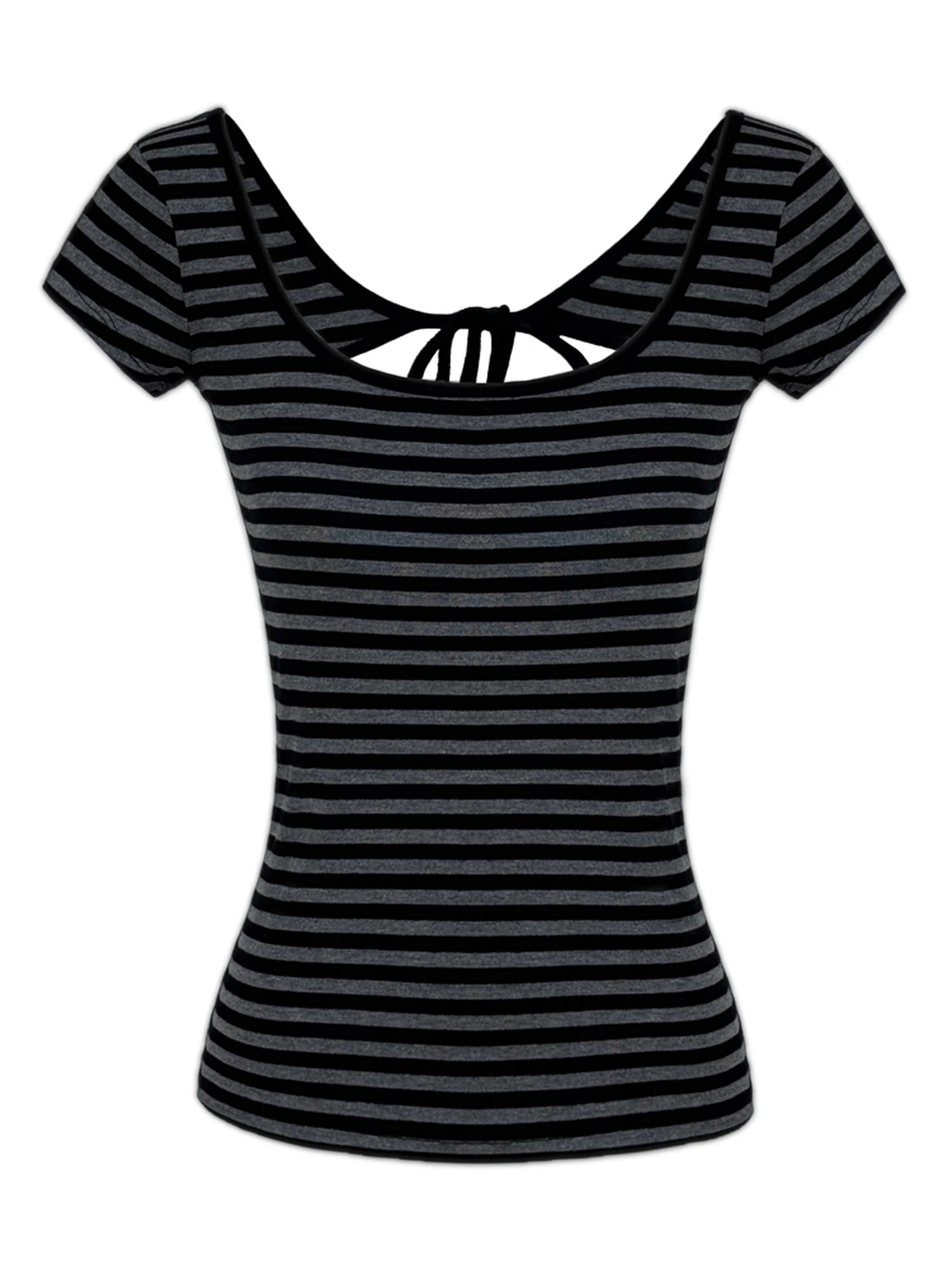 kvkv_Gray_Stripe_Back_Cut_Fitted_Tee_MISSTT