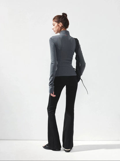 kvkv Gray Stripe Fitted Yoga Jacket