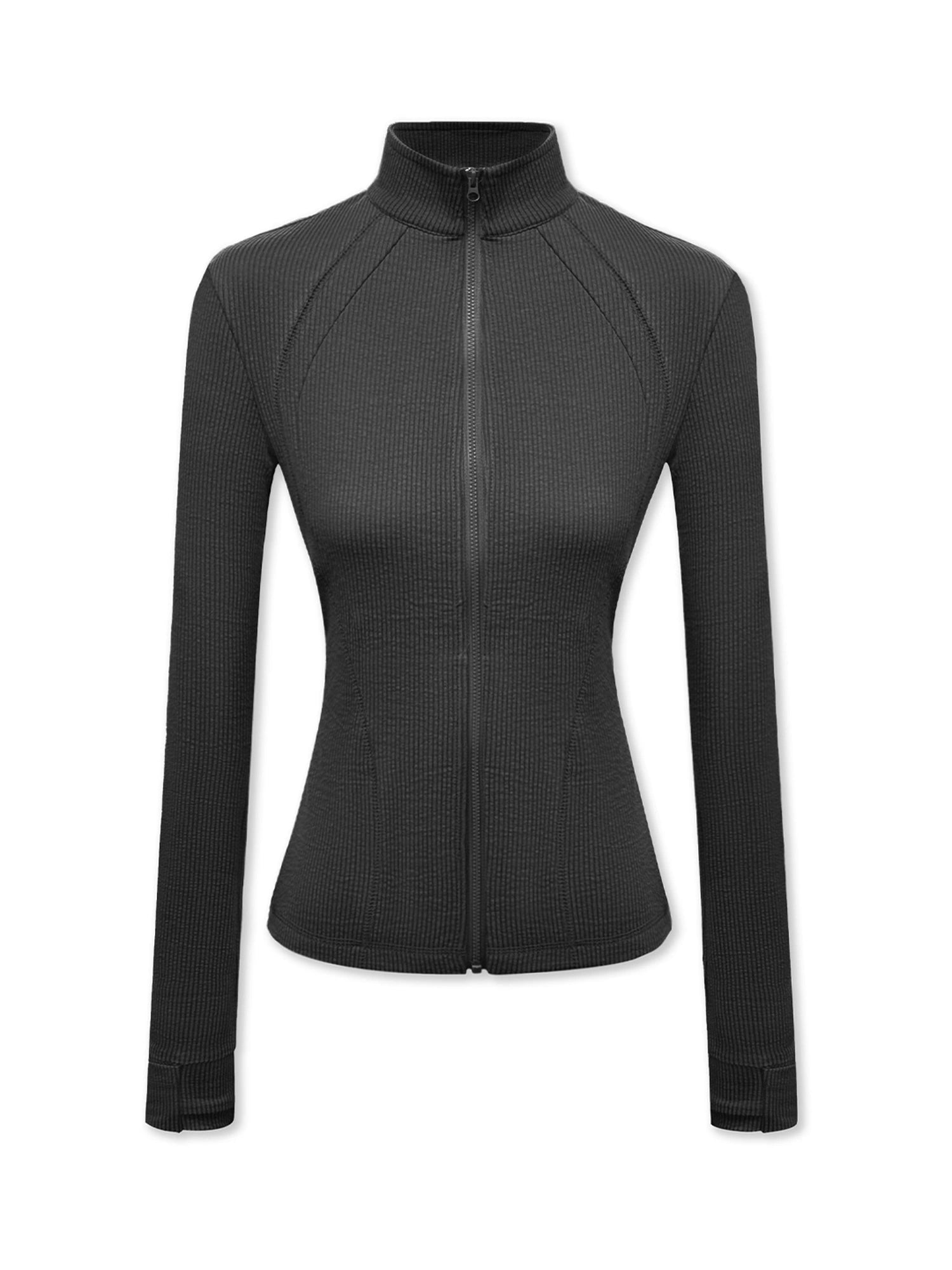 kvkv_Gray_Stripe_Fitted_Yoga_Jacket_MISSTT