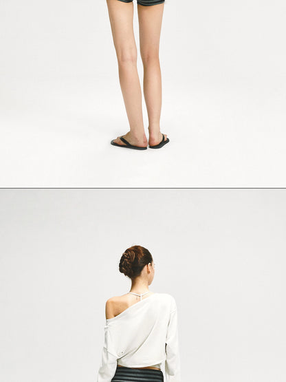 kvkv Gray Stripe Flipped Waist Sports Shorts