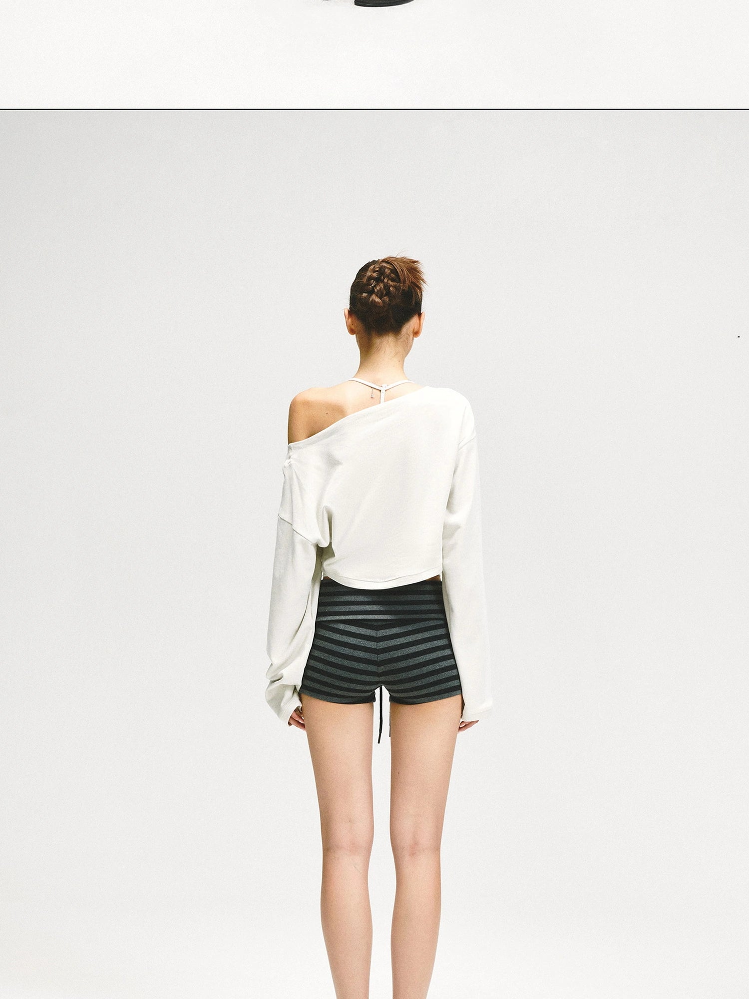 kvkv Gray Stripe Flipped Waist Sports Shorts