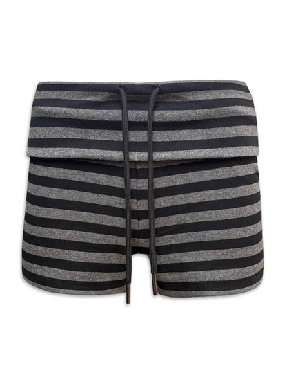 kvkv_Gray_Stripe_Flipped_Waist_Sports_Shorts_MISSTT