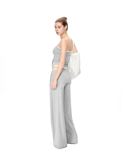 kvkv Gray White Drawstring Kangaroo Pocket Bustier