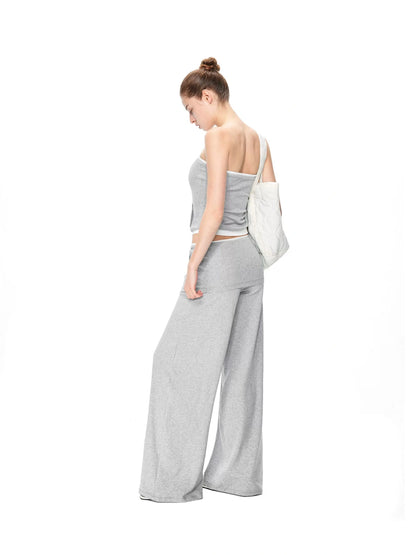 kvkv Gray White Drawstring Kangaroo Pocket Bustier