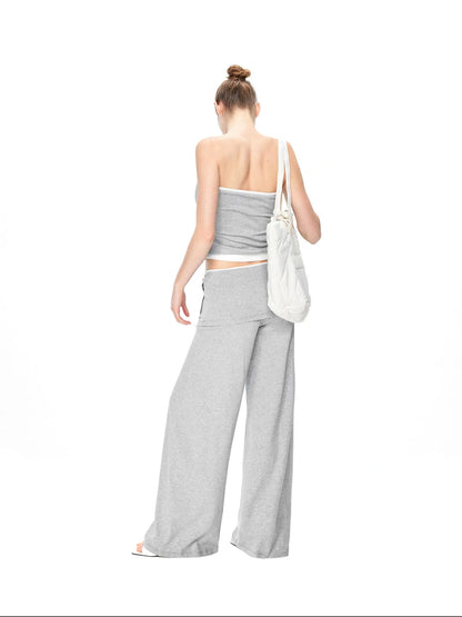 kvkv Gray White Drawstring Kangaroo Pocket Bustier