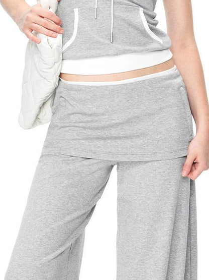 kvkv Gray White Drawstring Kangaroo Pocket Bustier