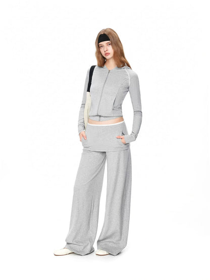kvkv Gray White Layered Waist Flared Trousers