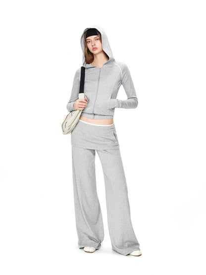 kvkv Gray White Layered Waist Flared Trousers