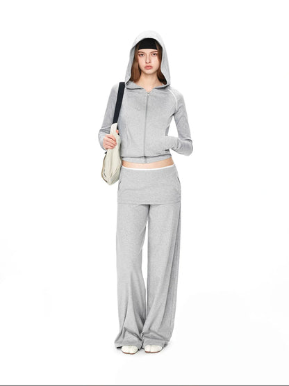 kvkv Gray White Layered Waist Flared Trousers