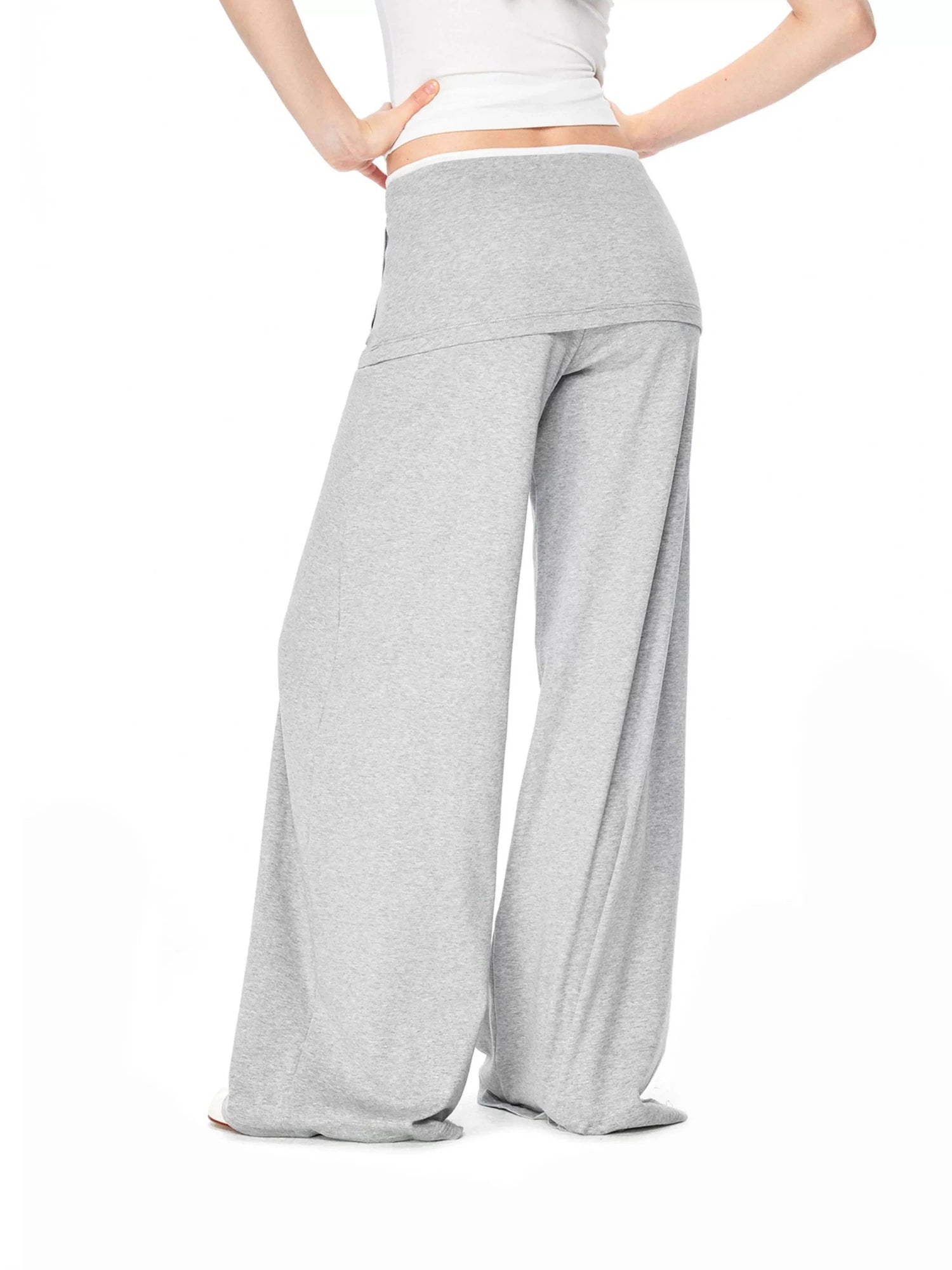 kvkv Gray White Layered Waist Flared Trousers