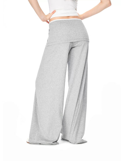 kvkv Gray White Layered Waist Flared Trousers