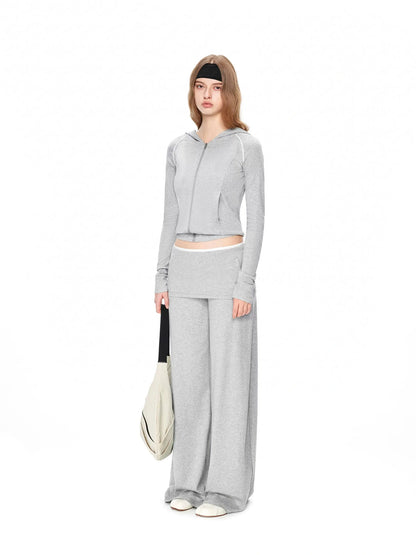 kvkv Gray White Layered Waist Flared Trousers