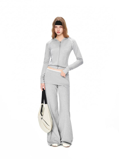 kvkv Gray White Layered Waist Flared Trousers