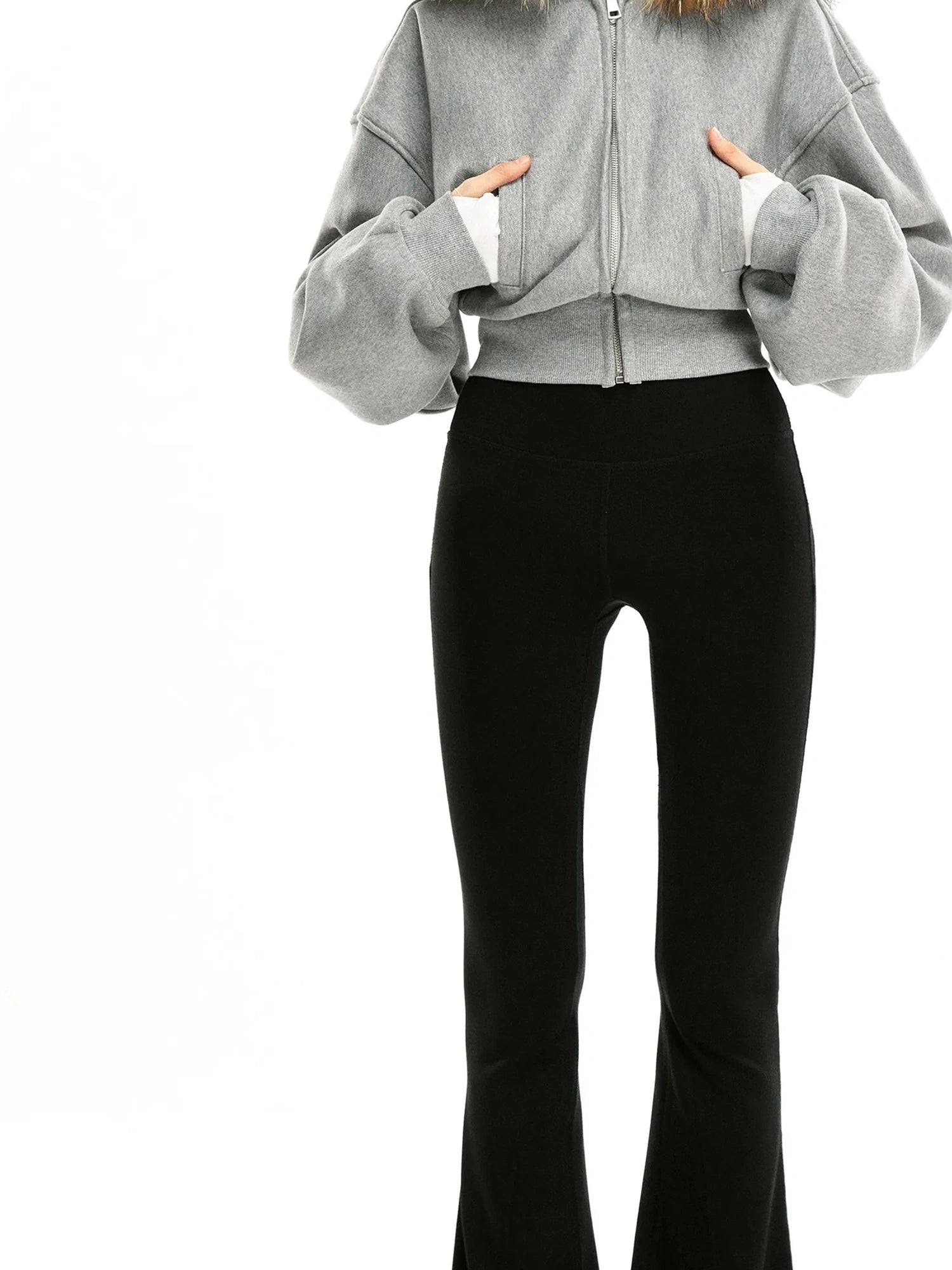kvkv Grey Short Zip Hoodie With Raccoon Fur Trim