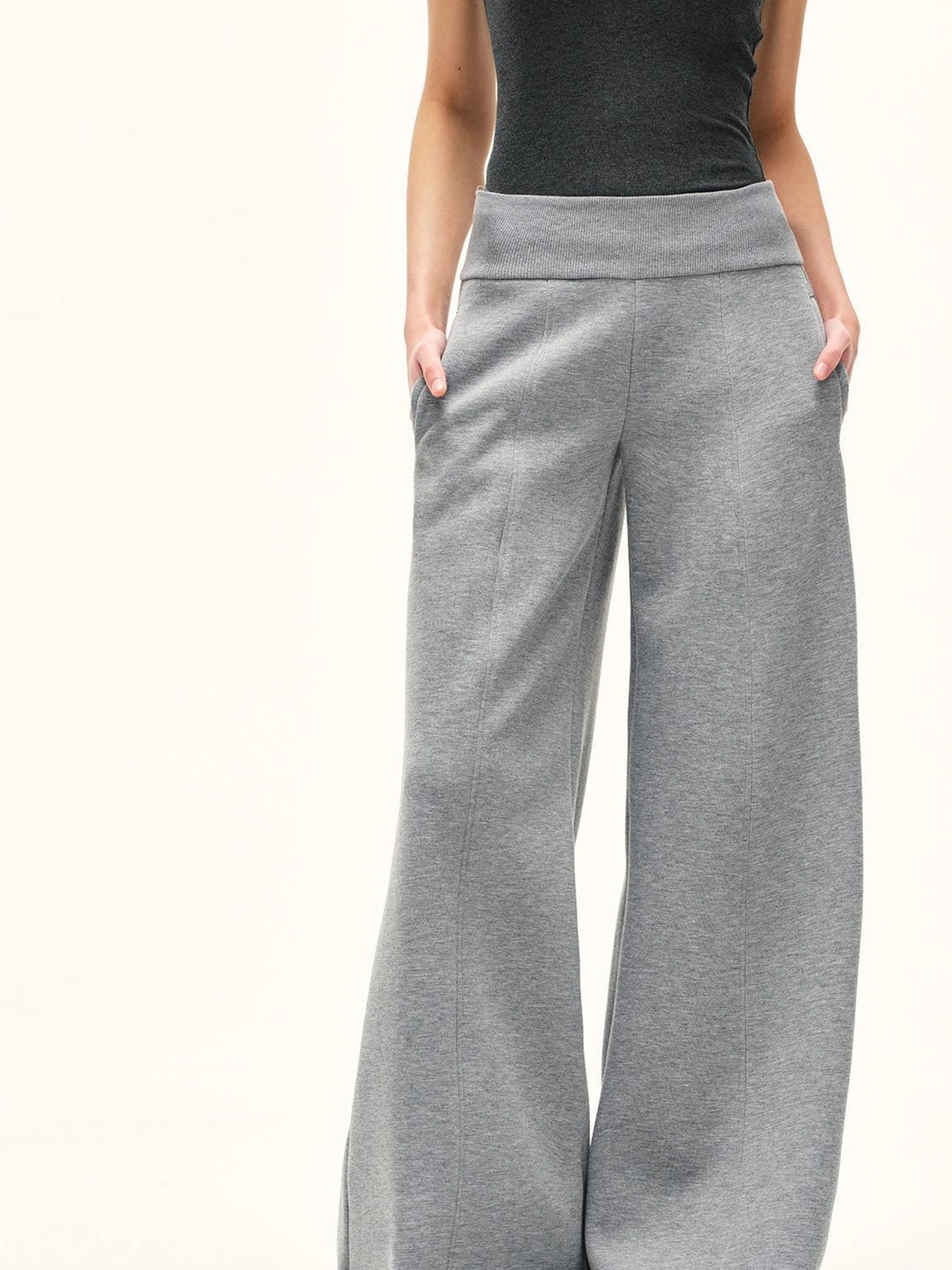 kvkv Grey Wide Waistband Flared Sweatpants