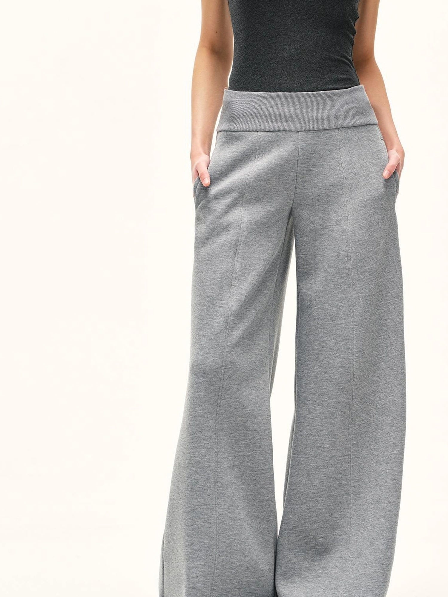 kvkv Grey Wide Waistband Flared Sweatpants