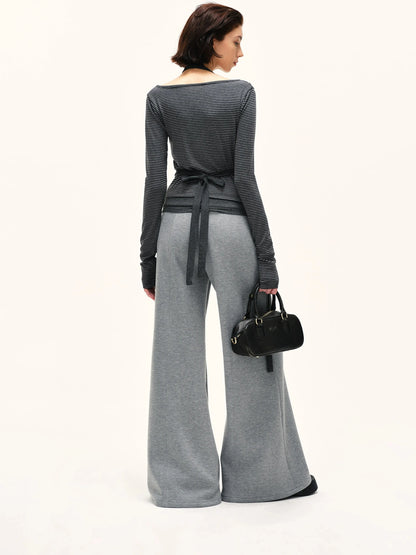 kvkv Grey Wide Waistband Flared Sweatpants