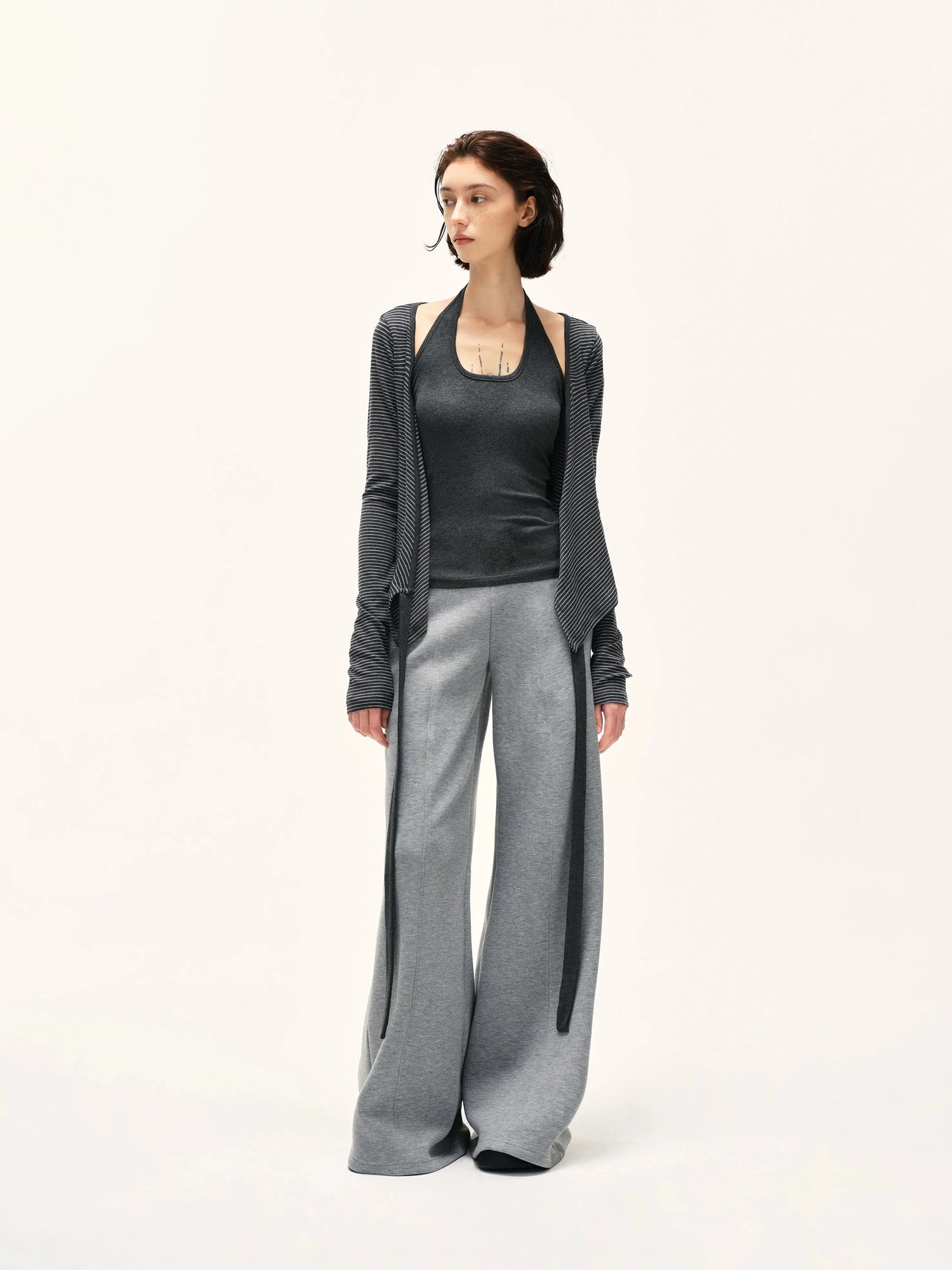 kvkv Grey Wide Waistband Flared Sweatpants