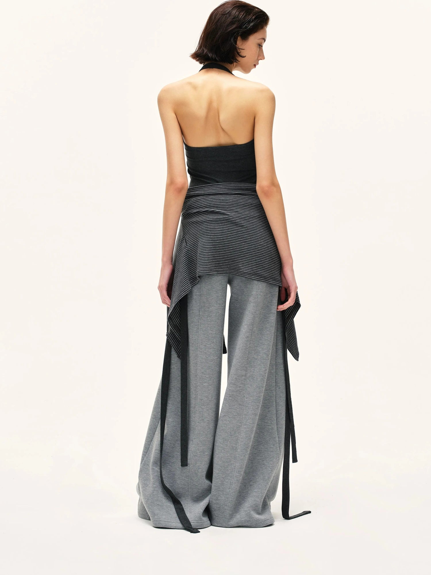 kvkv Grey Wide Waistband Flared Sweatpants