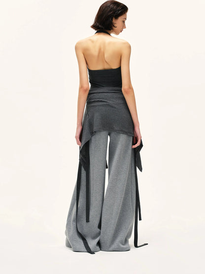 kvkv Grey Wide Waistband Flared Sweatpants