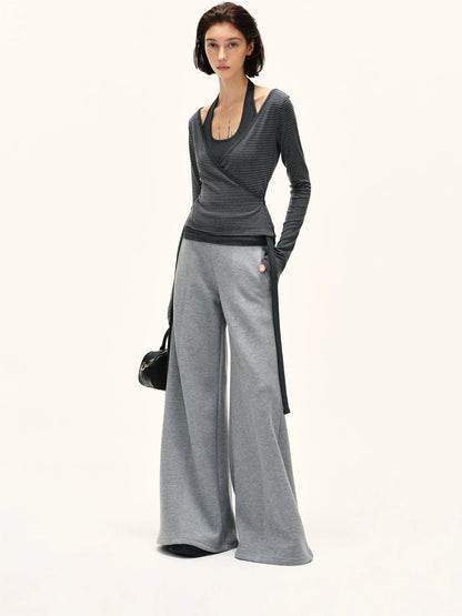 kvkv Grey Wide Waistband Flared Sweatpants