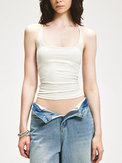 KVKV Yoga Clothing Brand - Halterneck Slim Fit Yoga Vest With Side Coverage
