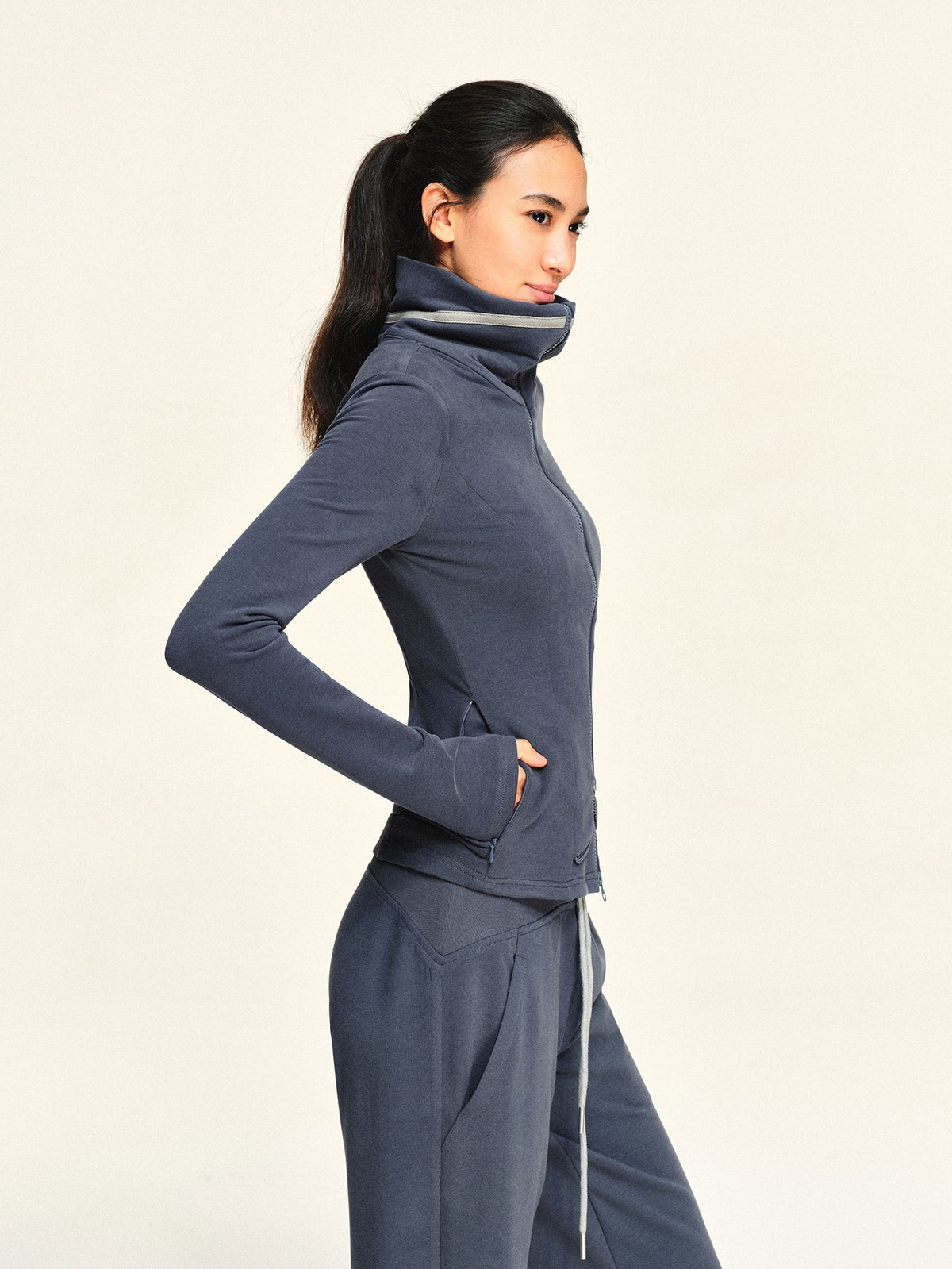 kvkv Haze Blue Multi Wear Structured Lapel Slim Fit Modal Women&