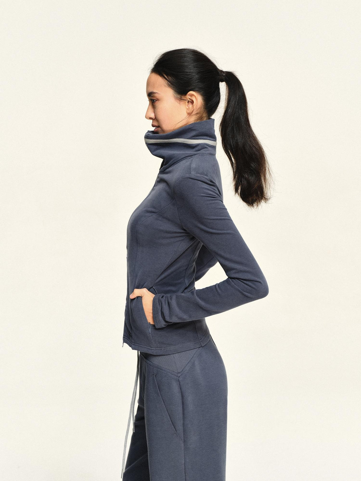 kvkv Haze Blue Multi Wear Structured Lapel Slim Fit Modal Women&