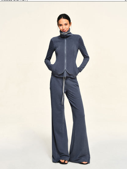 kvkv Haze Blue Multi Wear Structured Lapel Slim Fit Modal Women&