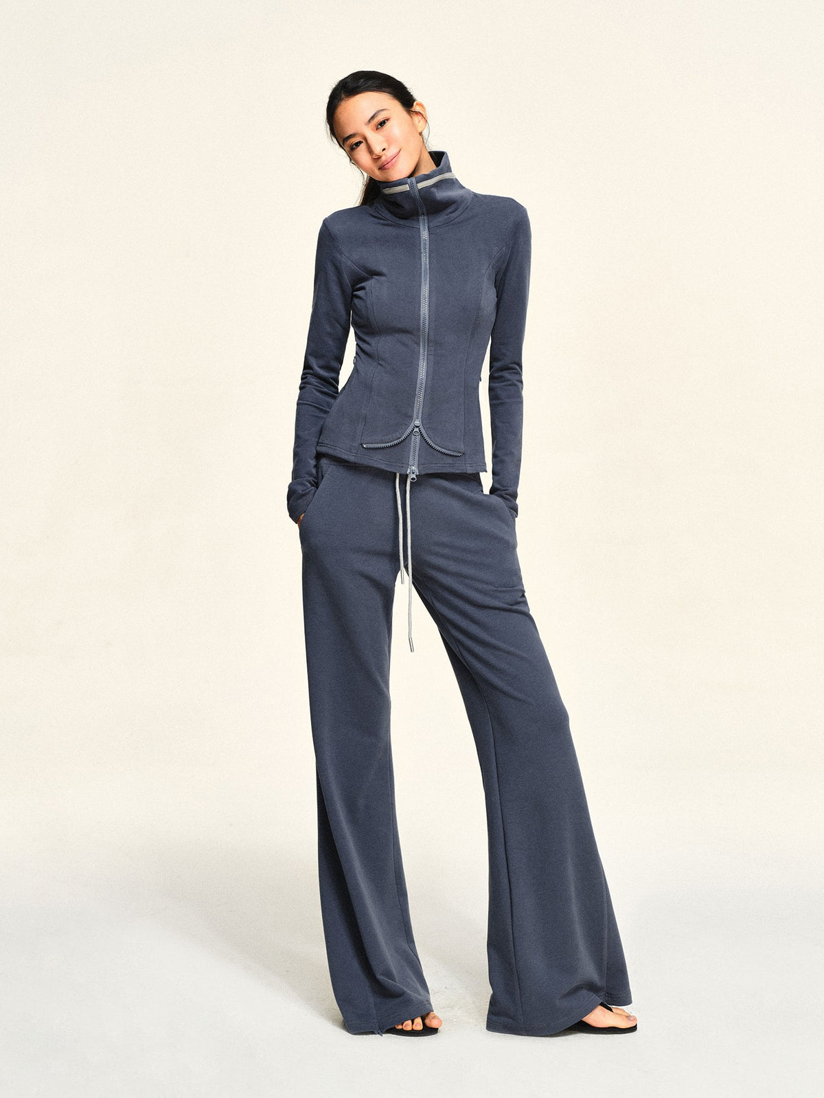 kvkv Haze Blue Multi Wear Structured Lapel Slim Fit Modal Women&